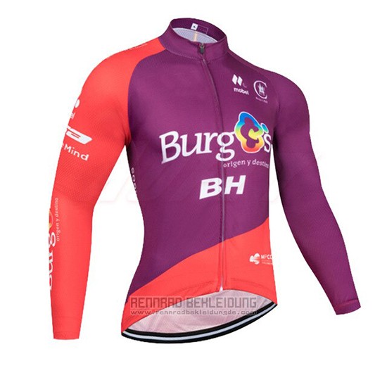 2019 Fahrradbekleidung Burgos BH Volett Rot Trikot Langarm und Tragerhose - zum Schließen ins Bild klicken